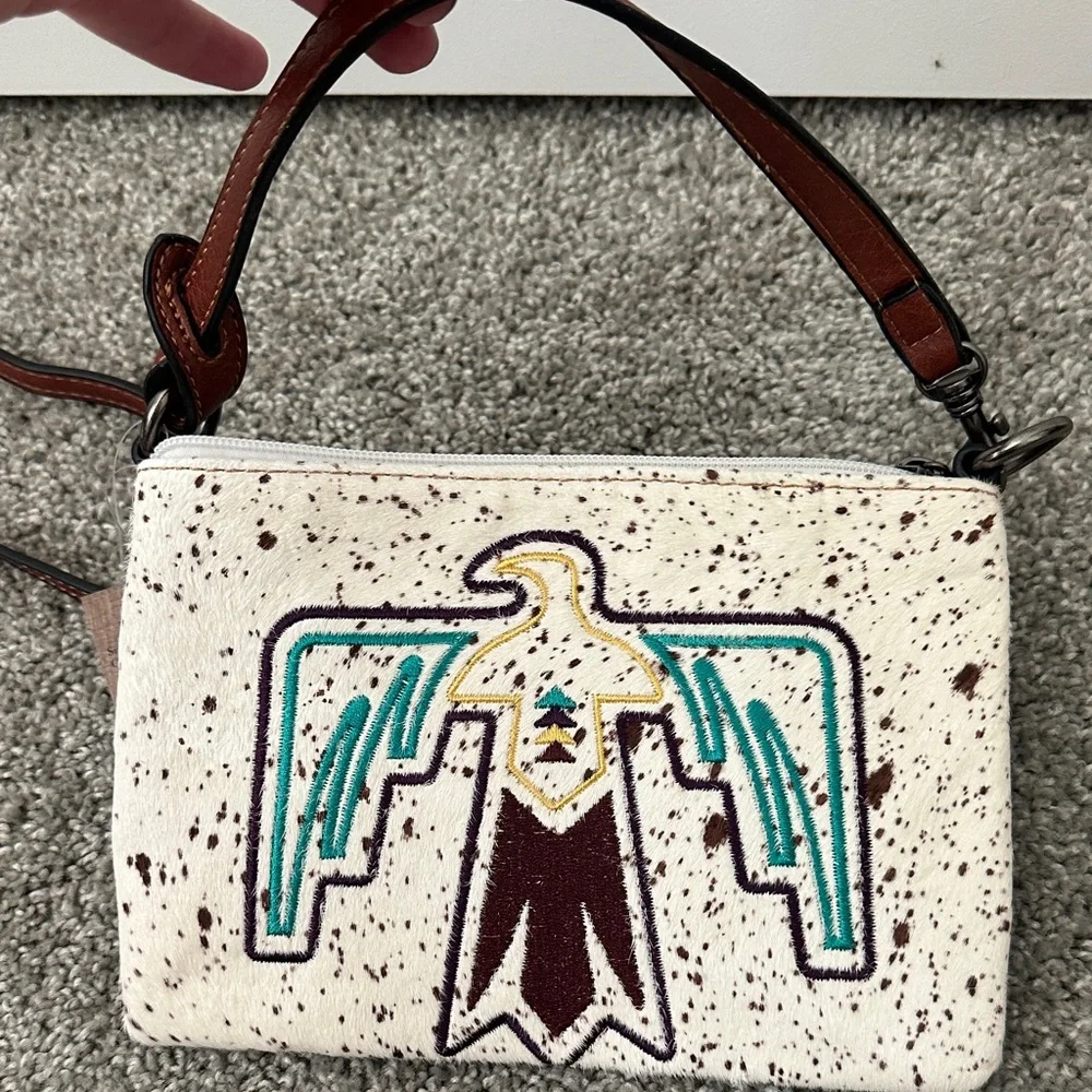 NWT Justin Boots Cream and Brown Crossbody/Shoulder Bag with Southwestern Flair - Picture 4 of 4